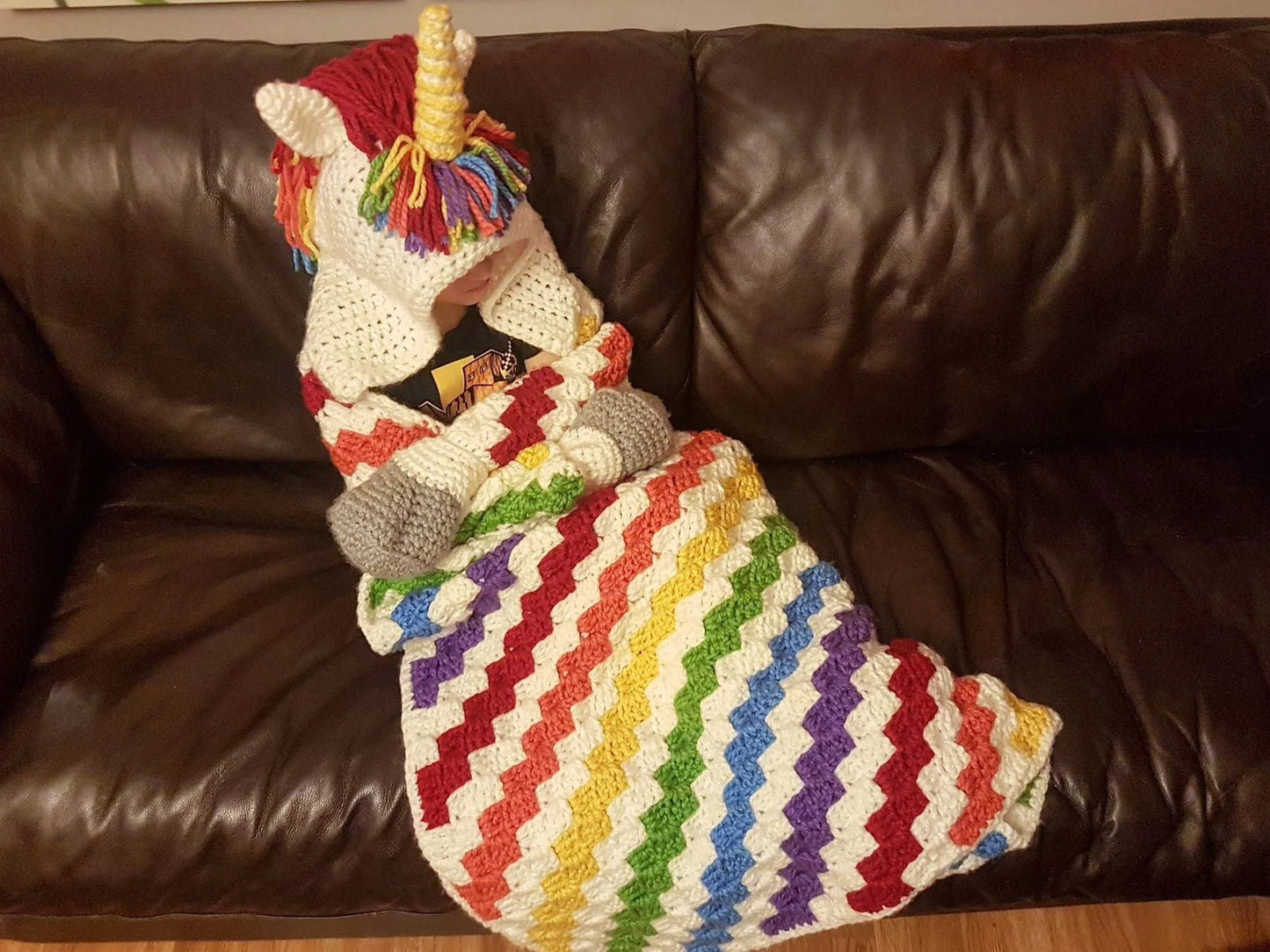 Magical 2 - in - 1 Rainbow Unicorn Hooded Blanket Crochet Pattern – Perfect Wearable Gift for Kids & Adults, Ideal for Christmas & Birthdays! - Download your crochet pattern now and start creating!