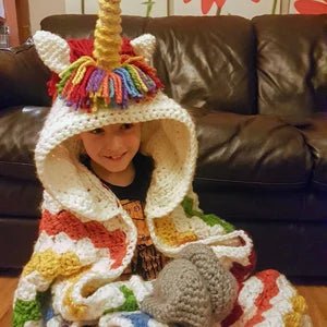 Magical 2 - in - 1 Rainbow Unicorn Hooded Blanket Crochet Pattern – Perfect Wearable Gift for Kids & Adults, Ideal for Christmas & Birthdays! - Download your crochet pattern now and start creating!