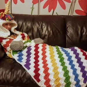 Magical 2 - in - 1 Rainbow Unicorn Hooded Blanket Crochet Pattern – Perfect Wearable Gift for Kids & Adults, Ideal for Christmas & Birthdays! - Download your crochet pattern now and start creating!