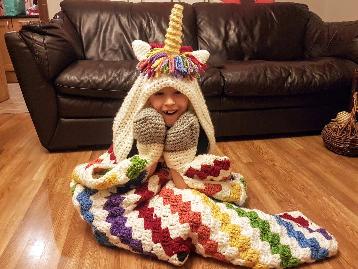 Magical 2 - in - 1 Rainbow Unicorn Hooded Blanket Crochet Pattern – Perfect Wearable Gift for Kids & Adults, Ideal for Christmas & Birthdays! - Download your crochet pattern now and start creating!